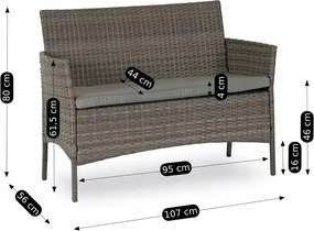 Zestaw Mebli Ogrodowych MISSISIPI Szary Sofa Krzesła Stolik Tarasowy Technorattan Nowoczesne