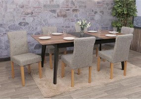 Krzesło do jadalni MCW-E58 (zestaw 6 sztuk),  tkanina/tekstylia szary, jasne nogi