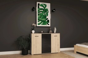 Komoda BARI 135 cm dąb sanremo fronty czarny