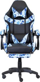 Fotel gamingowy z podnóżkiem Raxor, kolor czarno-niebieski moro