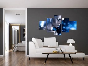 Obraz kobiety w niebieskim blasku (125x70 cm)