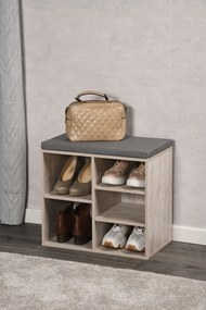 Szafka na buty z siedziskiem, 5 przegródek, MDF, bielona, Kesper