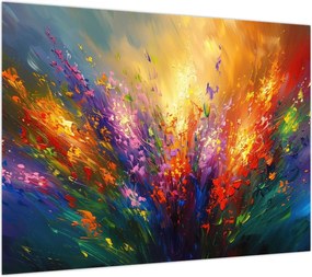 Obraz na szkle - Abstrakcja kwiatów (70x50 cm)