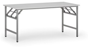 Stół konferencyjny FAST READY z srebrnoszarym stelażem, 1600 x 800 x 750 mm, biały