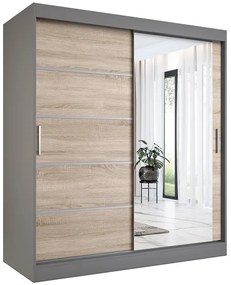 Szafa przesuwna 180 cm antracyt + dąb sonoma - Marmos 5X