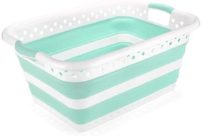Biało-turkusowy składany kosz na pranie Addis Collapsible Laundry Basket