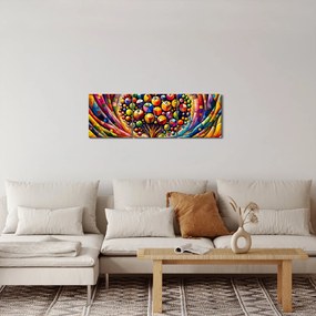 Obraz – Kolorowe drzewo z jabłkami (z zegarem) (90x30 cm)