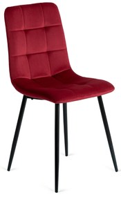 Zestaw Stół Okrągły Rozkładany HARRY 102-142 cm Biały/Czarny i 4 Krzesła Tapicerowane do Jadalni PERU Bordowe Welurowe Loft