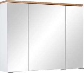 Biały Zestaw Mebli Łazienkowych 80cm Szafka z Umywalką Słupek Półsłupek Szafka z Lustrem Spek