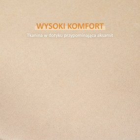 HOMCOM Podnóżek aksamitny ze schowkiem beżowy 2w1 praktyczny pojemnik do przechowywania do salonu | Aosom PL