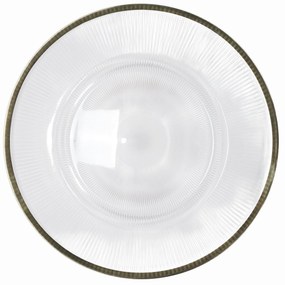 Transparentny podtalerz ze złotym dekorem, Ø 33 cm