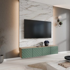 Szafka RTV wisząca ROVA 200 cm do Salonu pod Telewizor - Dąb artisan