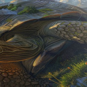 Obraz - Żółw i górski krajobraz (70x50 cm)