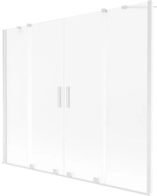 Mexen Velar Duo parawan nawannowy 2-skrzydłowy rozsuwany 200 x 150 cm, szron, biały - 896-200-000-32-20