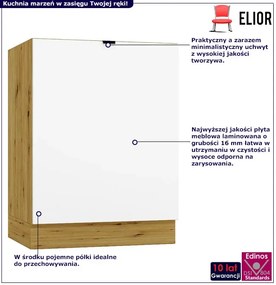 Szafka pod płytę grzewczą 60 cm biały + dąb artisan - Elandro 7X