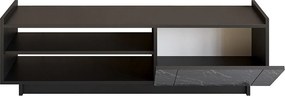Stojak pod TV – 140 cm – Czarny i marmurowy – Płyta wiórowa