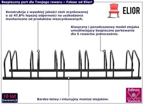 Czarny stojak na 6 rowerów typu miejskiego - Fokser 7X