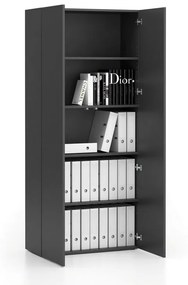 Szafa biurowa wysoka SEGMENT 2-drzwiowa, 4 półki, 840 x 370 x 1880 mm, grafit