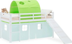 Łóżko piętrowe dla dzieci 90x200 cm Białe Zielone