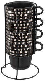Zestaw 4 ceramicznych filiżanek na stojaku ETHNIKA, 250 ml