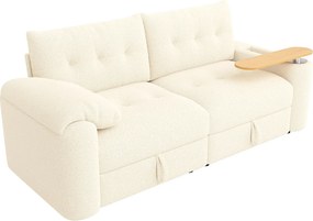 Kanapa 3-osobowa - z miejscem do przechowywania - z podparciem dla głowy i wbudowanym stolikiem pomocniczym - beżowy