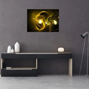 Obraz na szkle - abstrakcyjny obraz żółtych kul (70x50 cm)