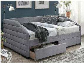 Łóżko tapicerowane NADIA VELVET 120x200 szare z szufladami