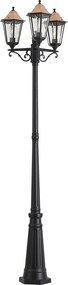 Klasyczny lampion ogrodowy czarny z miedzią 220 cm 3-źródła światła IP44 - Havana