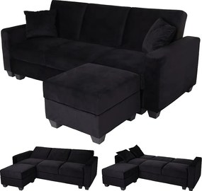 Sofa MCW-H47 z otomaną,  aksamitny czarny