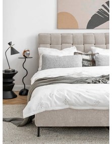 Beżowe tapicerowane łóżko dwuosobowe ze stelażem 160x200 cm Eve – Miuform