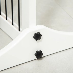 PawHut Barierka Ochronna dla Psów Drewniana Bramka Biała Sosnowa 185x36x71cm | Aosom PL