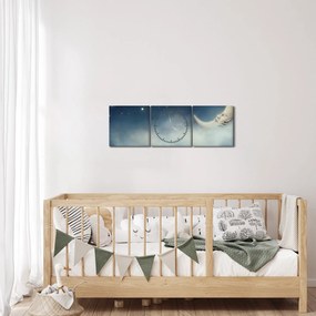 Obraz - Księżyc z gwiazdami (z zegarem) (90x30 cm)