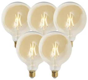 Zestaw 5 ściemnialnych żarówek LED E27 G125 złoty 5W 450 lm 2200K