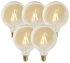 Zestaw 5 żarówek LED E27 z możliwością ściemniania G125 złoto 5W 450lm 2200K