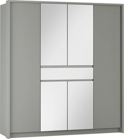 Szafa Przesuwna RUMBLE 200 cm z Lustrem Szafa Trzydrzwiowa Szary