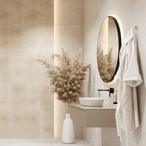 Lustro okrągłe podświetlane z sensorem w czarnej ramie 60 cm VALO Slim LED black