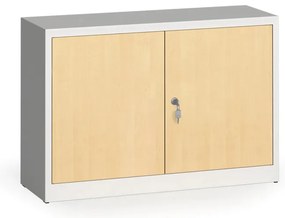 Szafy spawane z laminowanymi drzwiami, 800 x 1200 x 400 mm, RAL 7035/brzoza