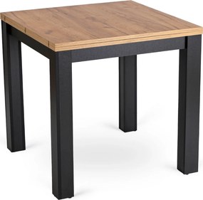 Zestaw Stół Kwadratowy Rozkładany MAX 80-160 cm Dąb Craft/Czarny i 6 Krzeseł ROBIN Czarnych Welurowych