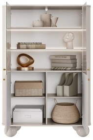 Witryna Vesper 103 cm czterodrzwiowa - kaszmir / złote uchwyty / nogi kule