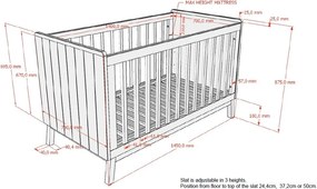 Beżowe łóżeczko z litego drewna sosnowego ze zdejmowanym bokiem/z regulowaną wysokością 70x140 cm Sezane – Vipack