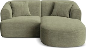 Zielony sztruksowy narożnik (prawostronny/z szezlongiem) Campi – Cosmopolitan Design