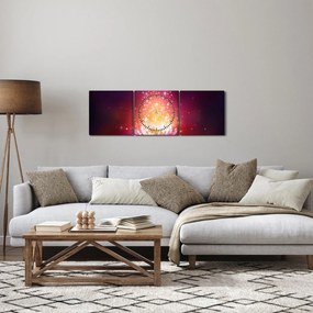 Obraz kwiatu lotosu (z zegarem) (90x30 cm)