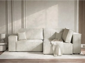 Kremowy sztruksowy rozkładany/ze schowkiem narożnik (prawostronny/w kształcie litery L) Tonga – Maison de Rêve