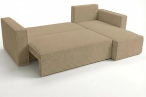 Rozkładana narożna sofa SMART BOUCLE 232x143 cm, ciemnobeżowa, uniwersalna