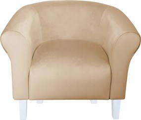 Fotel Milo tkanina Welur wygodny fotel tapicerowany do salonu i sypialni : Kolor nogi - Biała, Kolor tkaniny - VELVET - MG06, Wysokość nogi - 15 cm