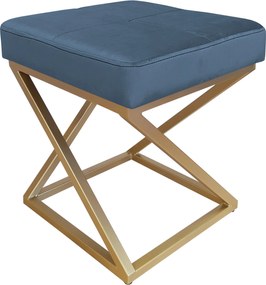 Pufa ZOA tkanina Welur loft ławka podnóżek metal : Kolor Stelaża - Złoty, Kolor tkaniny - VELVET - MG33, Typ tkaniny - Velvet