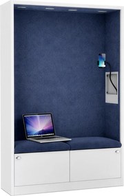 Szafa akustyczna do biura i szkoły Sally MentalBox, 115 x 40 x 185 cm, biały/granatowy