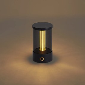 Zewnętrzna lampa stołowa czarna ładowalna z stacją ładującą IP65 - Grill