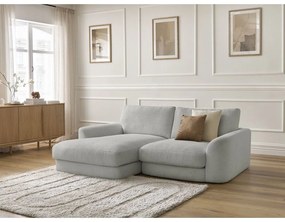 Jasnoszary narożnik z materiału bouclé (lewostronny/z szezlongiem) Leonore – Bobochic Paris