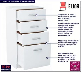 Biała komoda z szufladami mat - Huso 4X
